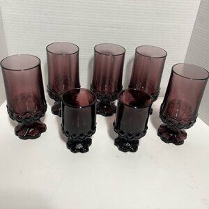 Vintage Tiffin Franciscan Madeira Plum Stemware Glasses Set of 7
